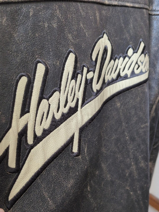 Harley Davidson 2004 Brown Leather Motorcycle Jacket - Medium