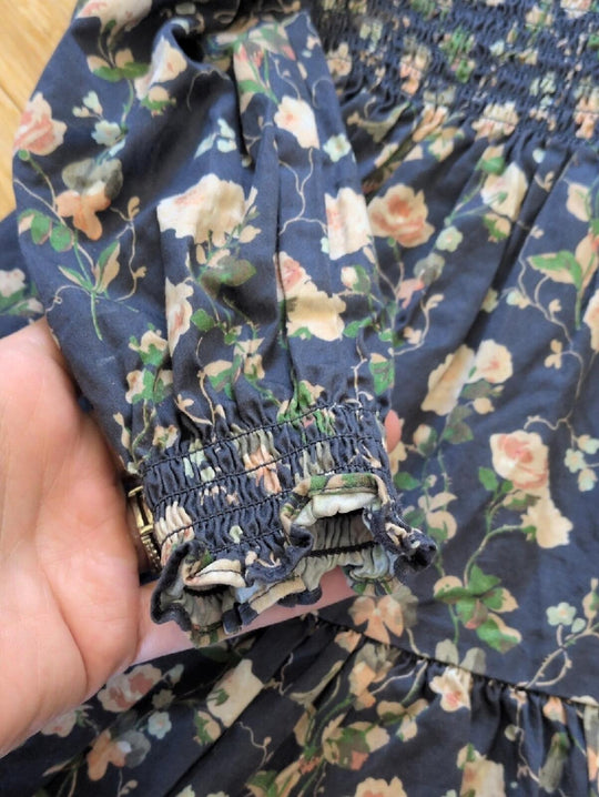 Girls Hill House Viviana Long Sleeve Nap Dress In Navy Floral - 4/5