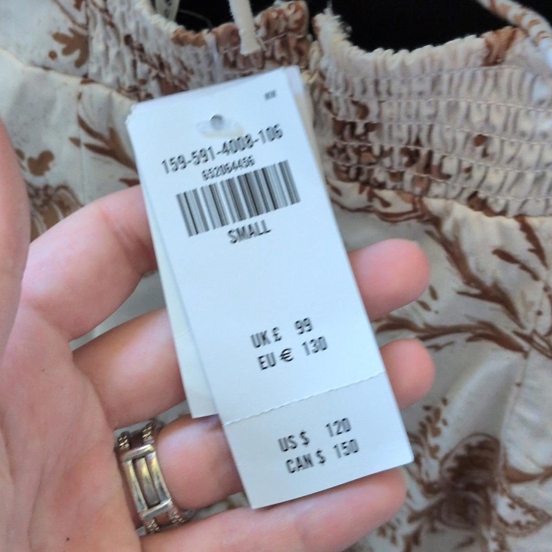 Abercrombie And Fitch Brown Floral Slim Poplin Puff Sleeve Dress - Small
