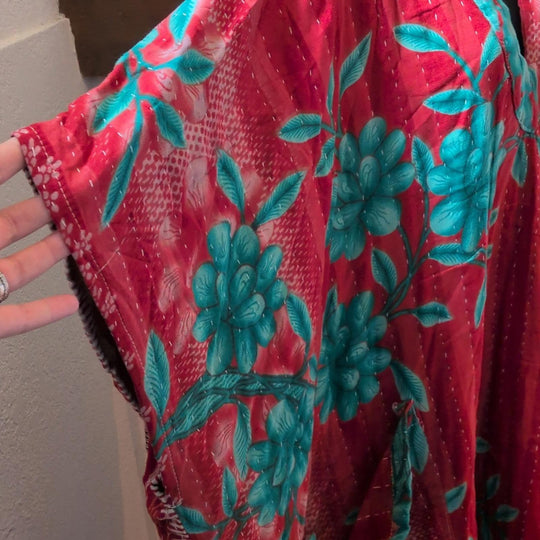 Kantha Bae Red Sari Midi Moo - One Size