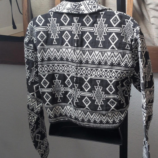 Vintage Flashback Southwestern Native Pattern Cropped Jacket - Medium