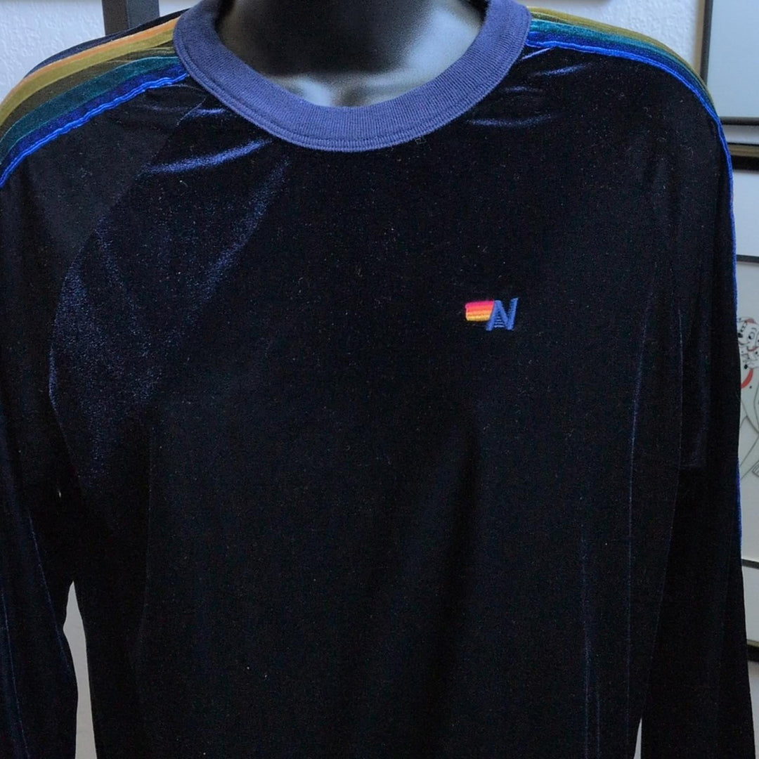 Aviator Nation Blue Velvet Five Stripe Crew Neck Sweater