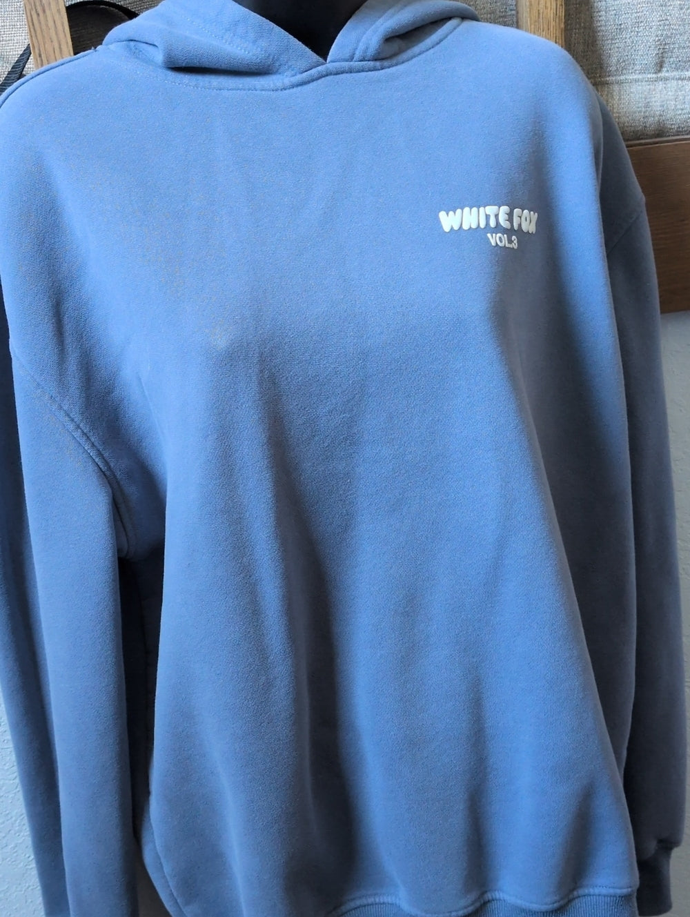 White Fox Blue Hoodie Sweater Size S/M