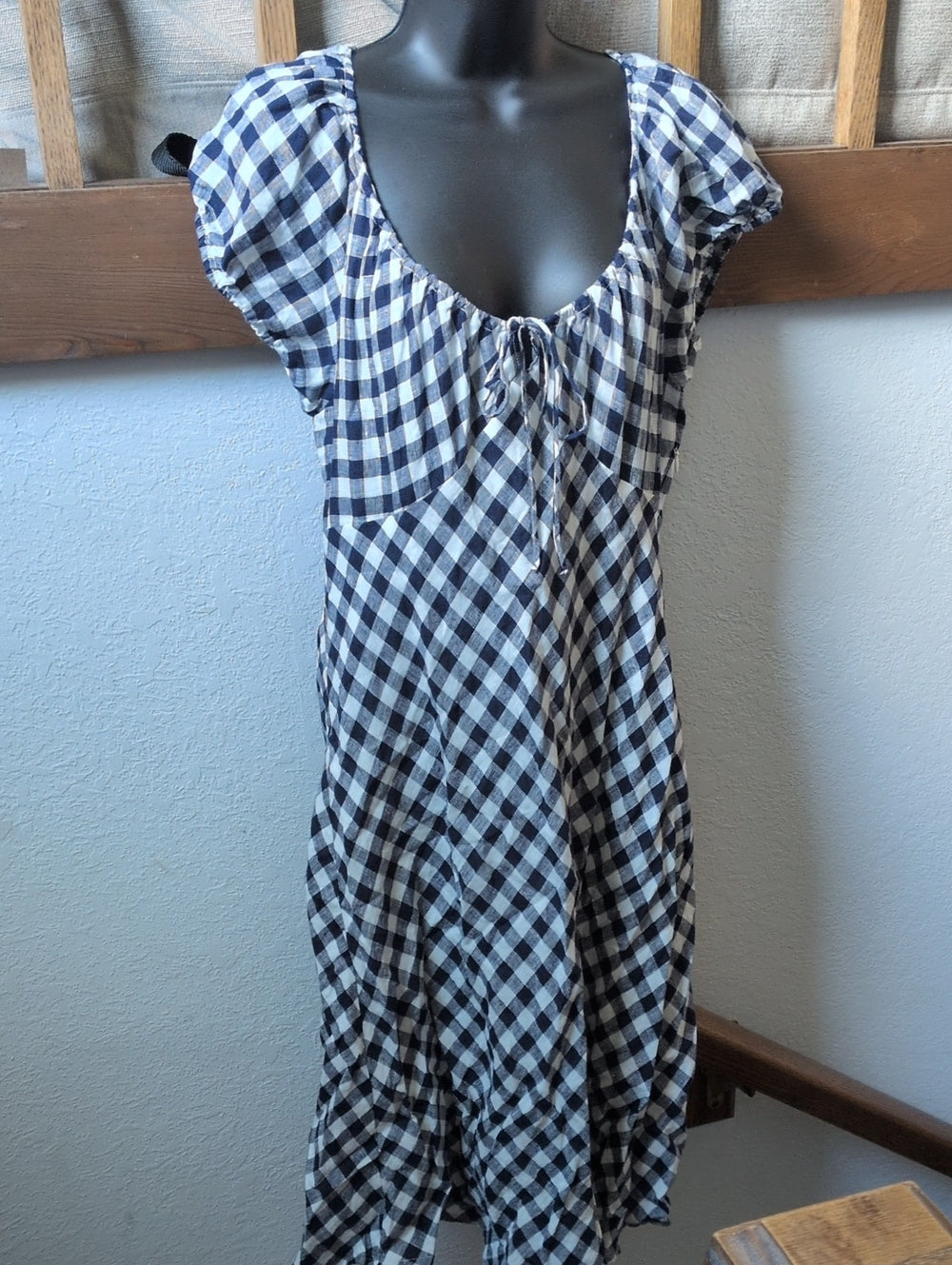 Gap × DÔEN 100% Linen Gingham Midi Dress size large