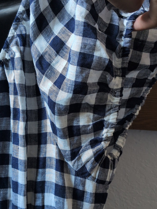 Gap × DÔEN 100% Linen Gingham Midi Dress size large