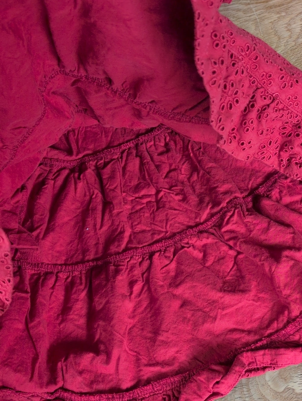 Kate Quinn Red Eyelet Tiered Prairie Dress Size 18-24 Mo