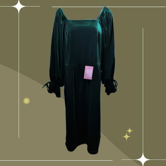 Ivy City Co Scarlett Dress In Green Velvet - XL