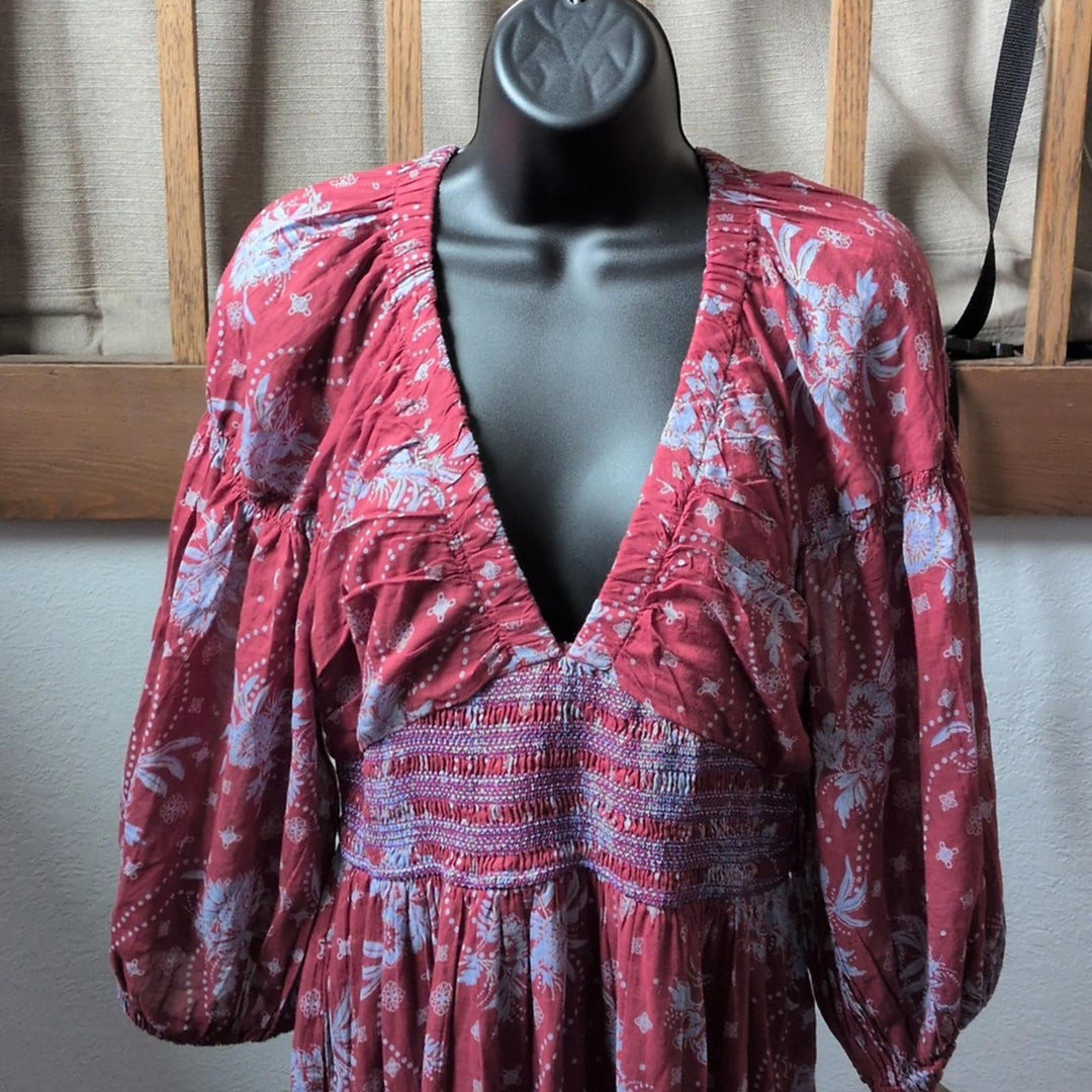 Free People Golden Hour Maxi Dress In Wine Combo - Medium