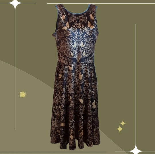 Blackmilk Golden Butterfly Garden Velvet Princess Limited Midi Dress