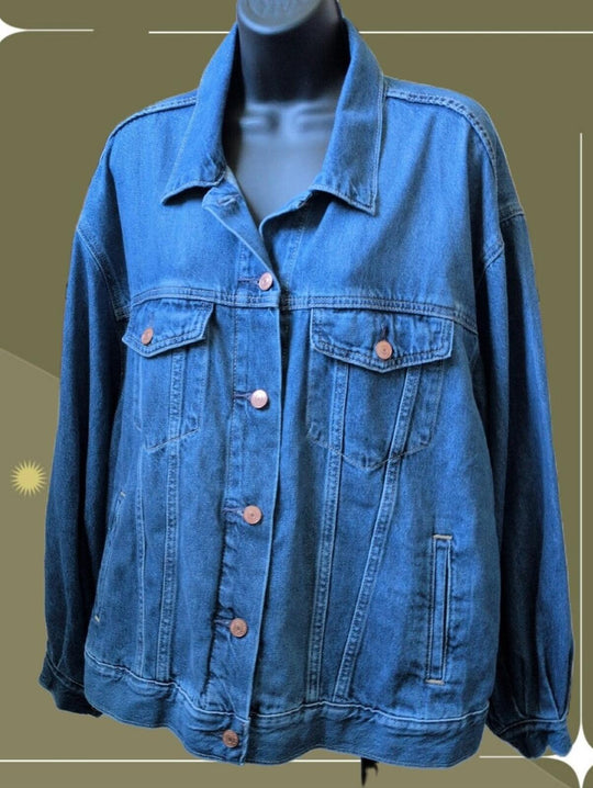 Gap X Doen Collab Oversized Mid Blue Denim Jean Jacket - Large