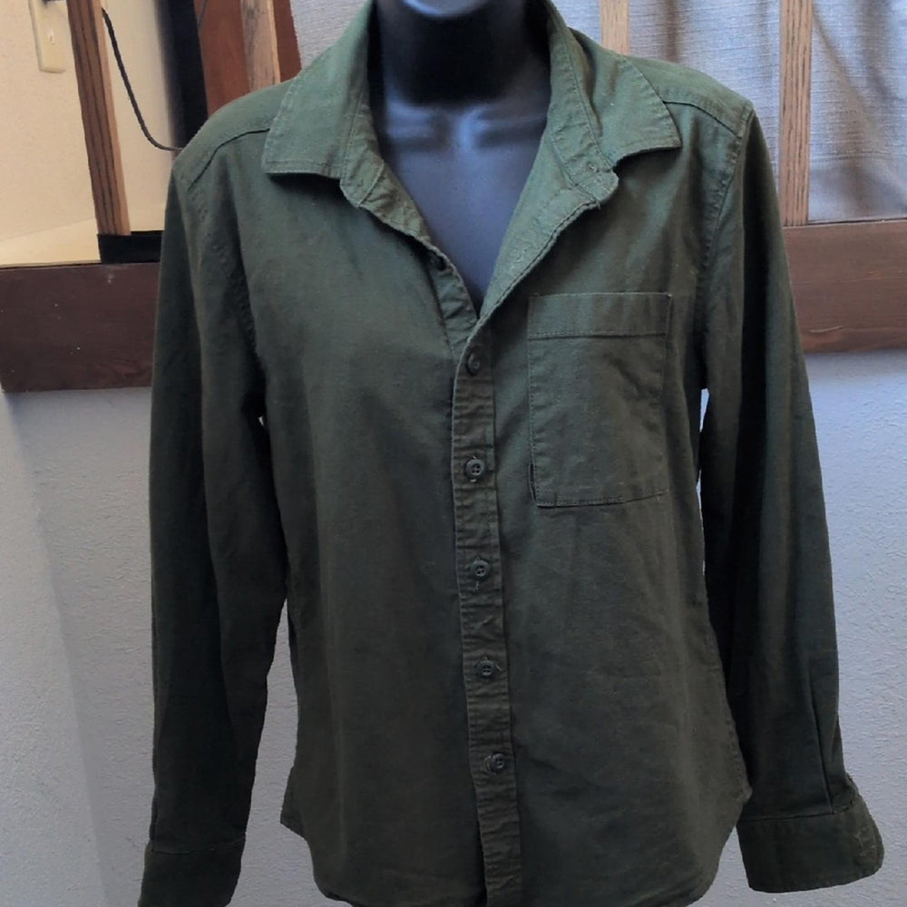 Topo Designs Womens Dirt Shirt Long Sleeve In Dark Olive - Medium