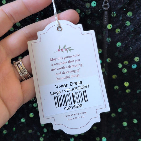 Ivy City Co Vivian Green Velvet Sparkle Holiday Dress - Large