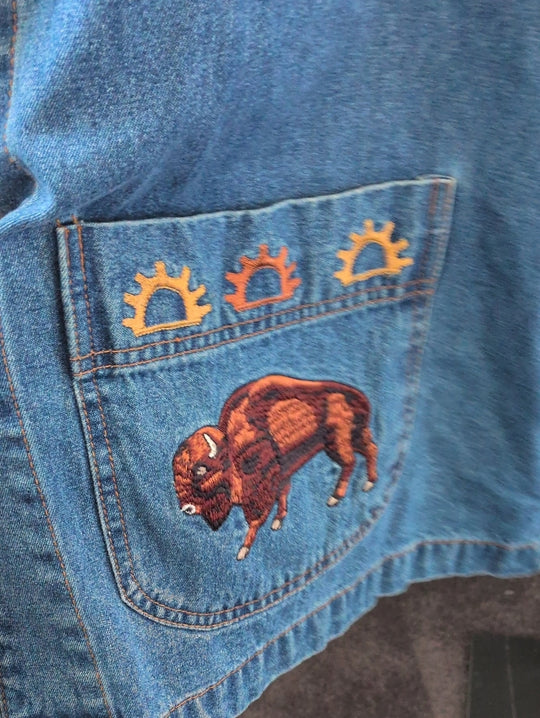 Vintage Embroidered Casey Coleman Denim Woodland Animals Barn Jacket - M/L