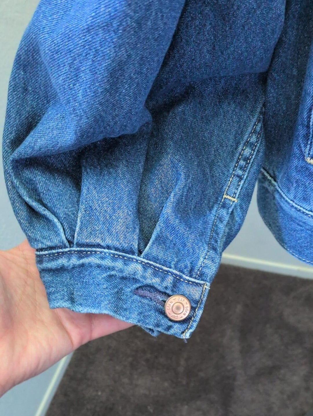 Gap X Doen Collab Oversized Mid Blue Denim Jean Jacket - Large
