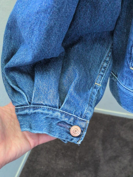 Gap X Doen Collab Oversized Mid Blue Denim Jean Jacket - Large