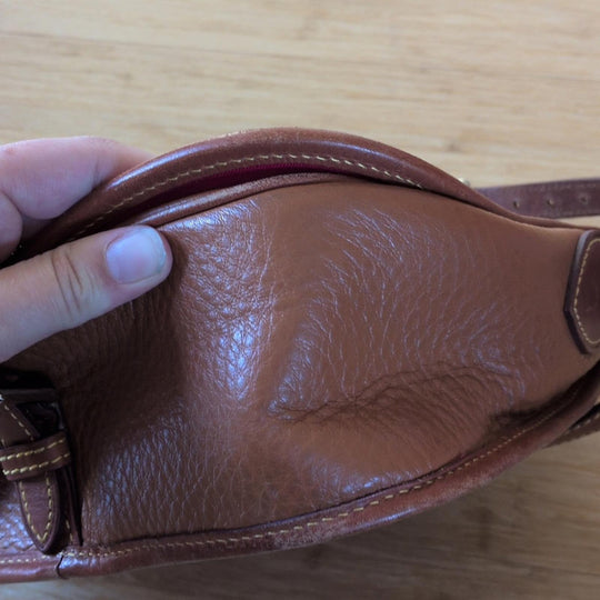 Vintage Dooney And Bourke All Weather Leather Western Leather Saddle Bag