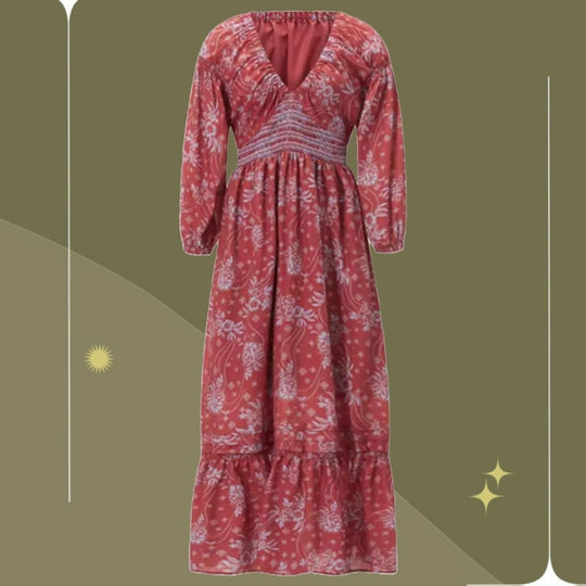 Free People Golden Hour Wine Combo Maxi Dress - Medium