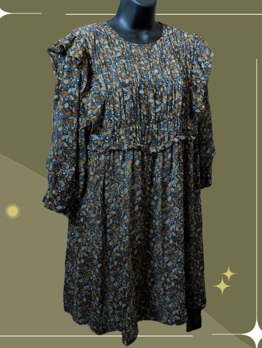 ba&sh Sandra Gathered Babydoll Dress size US 8 (BASH 2)