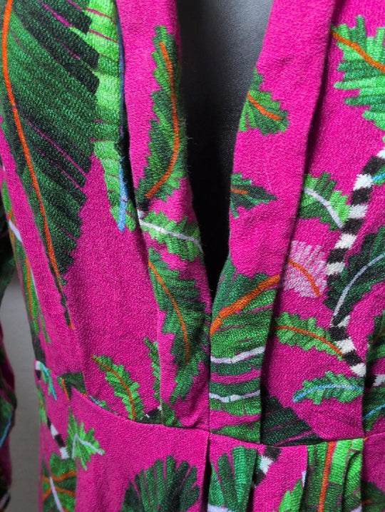 Farm Rio Pink Leaves Print Faux Wrap Maxi Dress - Small