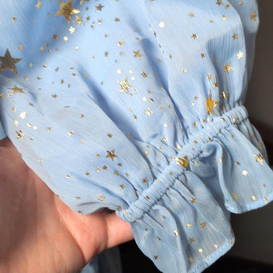 Ivy City Co Starry Nights Midi Dress In Light Blue
