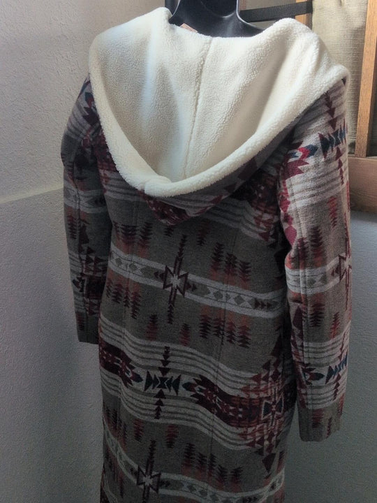 Powder River Outfitters ladies' Aztec print long wool Blend coat - Medium