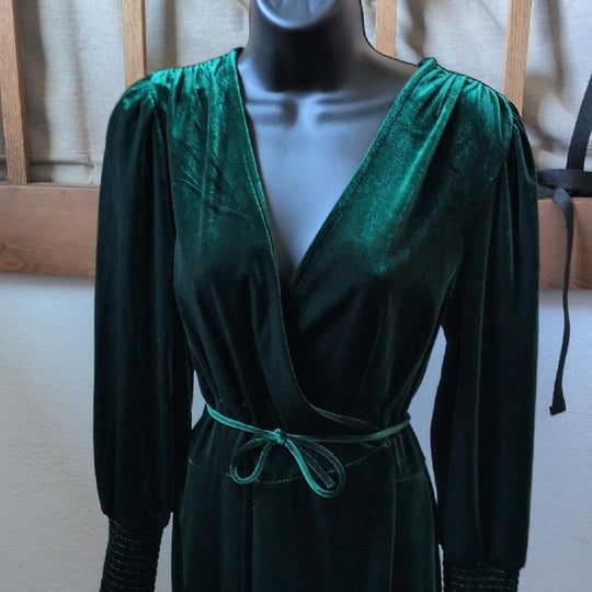 Nordstrom Belle And Bloom Green Velvet Wrap Dress - Large