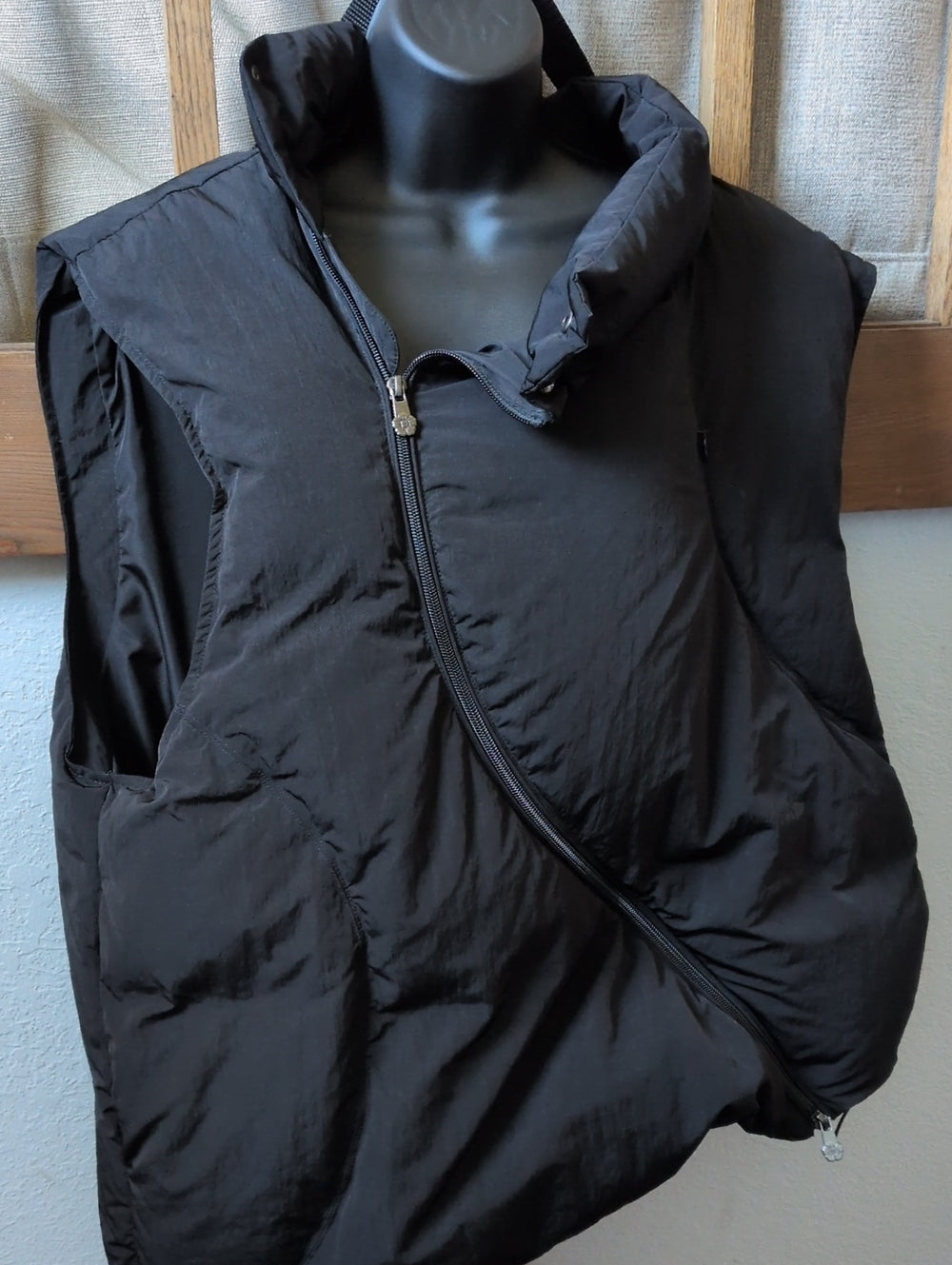 Sundae School Black Fencing asymetrical Down Vest - XL