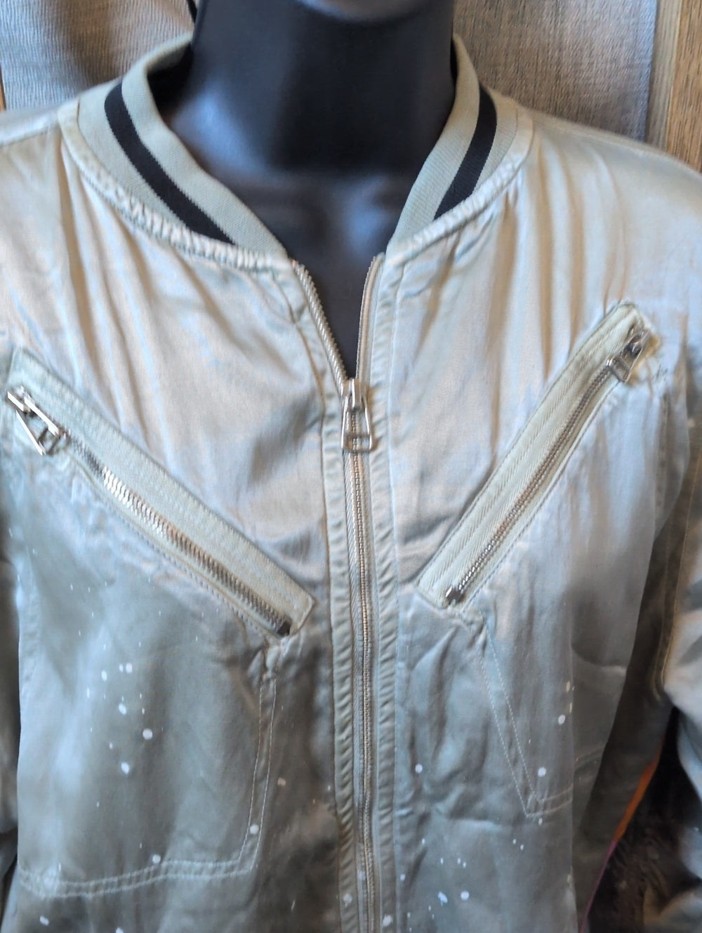 FREECITY Light Green Paint Splatter Bomber Jacket - Small