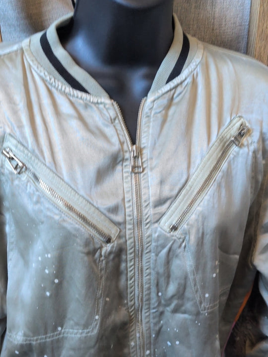 FREECITY Light Green Paint Splatter Bomber Jacket - Small