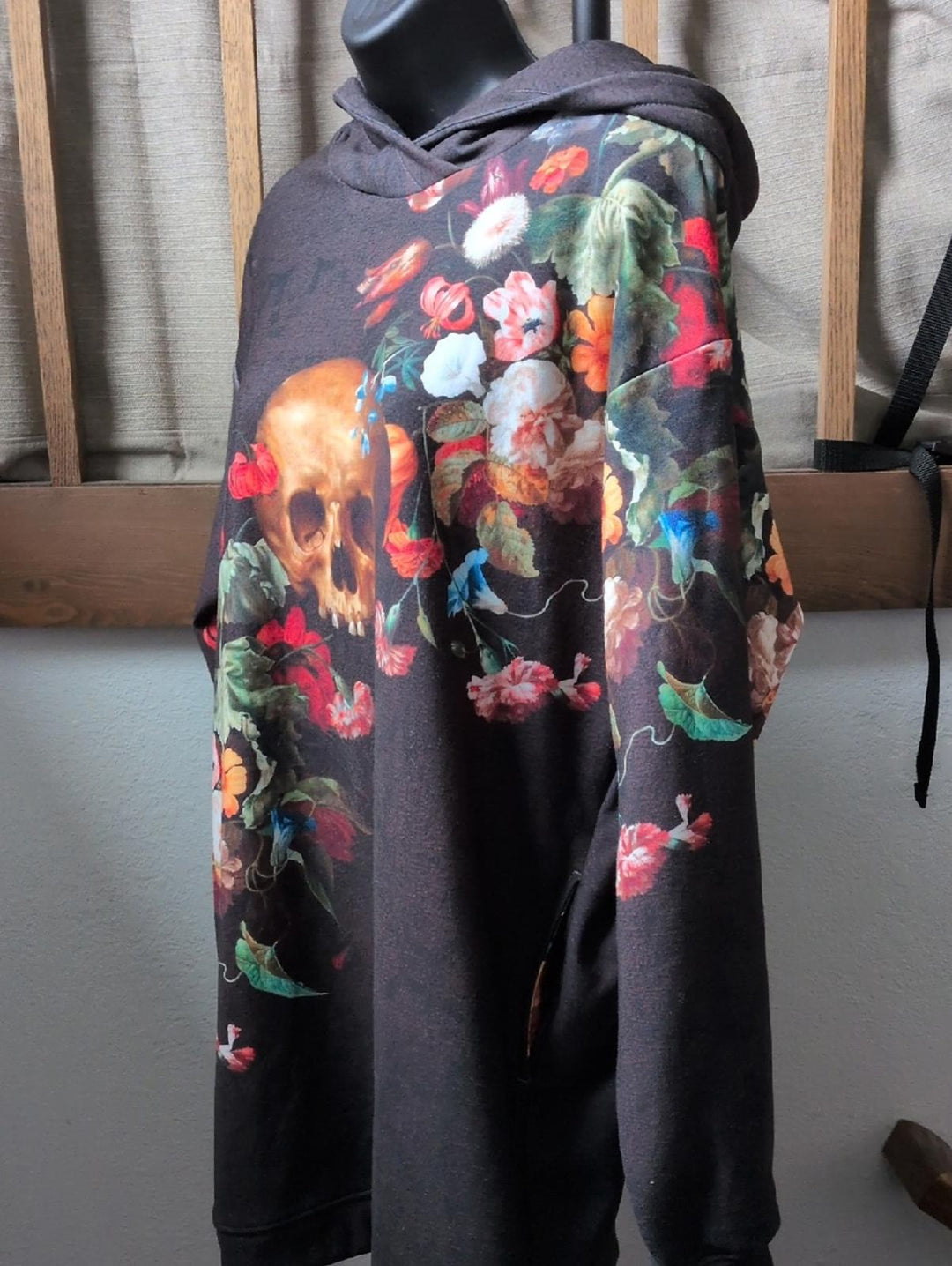 Aloha from Deer Black Danse Macabre Oversized Longline Hoodie  - Small