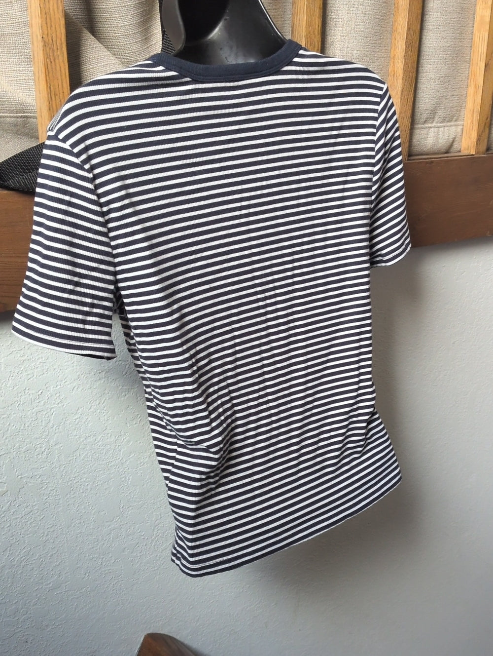 Athleta Navy And White Stripe Cropped Tee Size M
