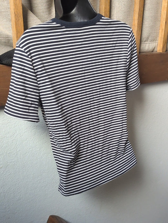 Athleta Navy And White Stripe Cropped Tee Size M