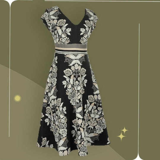 Ett:Twa Anthropologie Soiree Knit Embroidered Dress