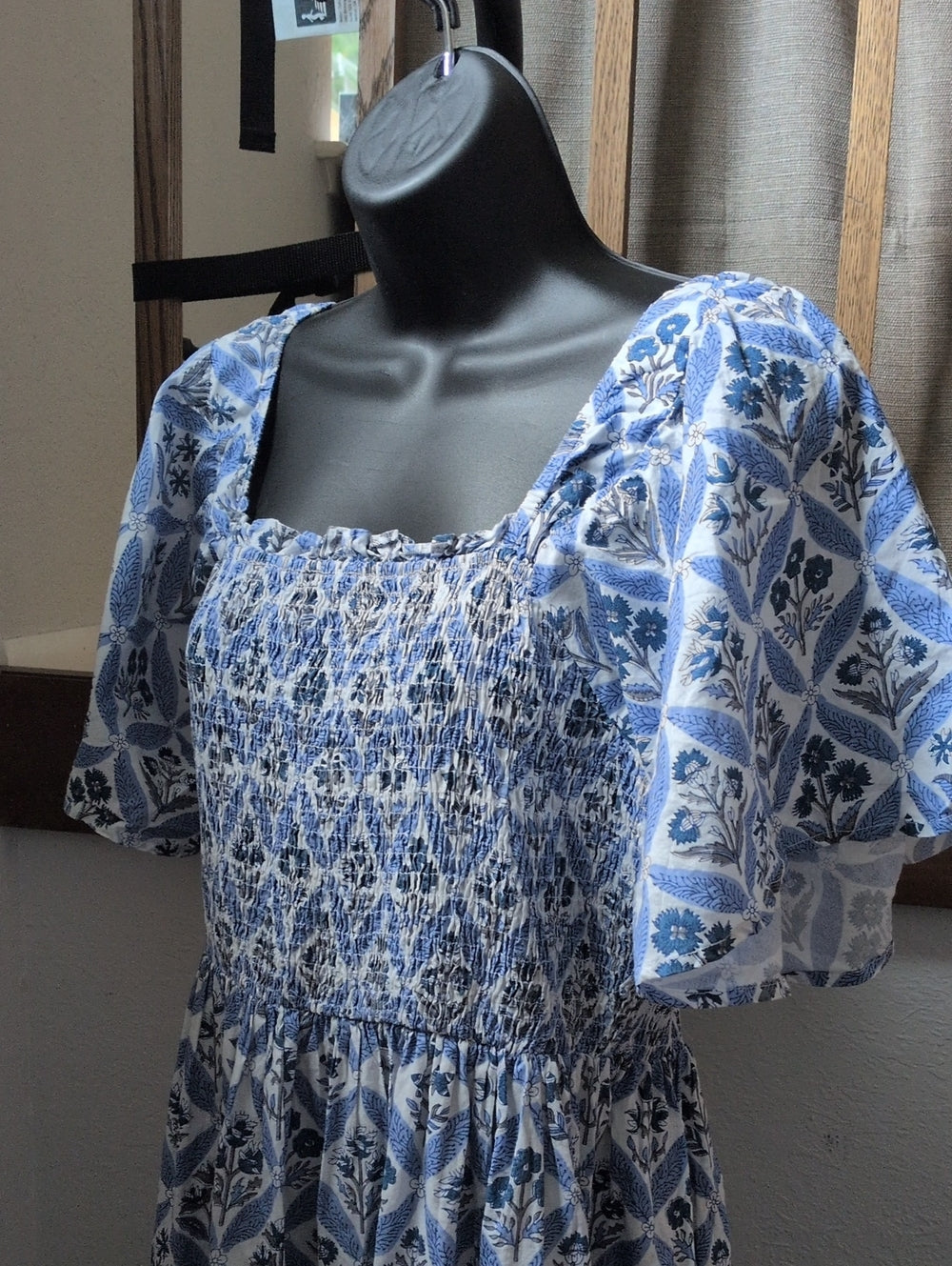 Pink City Prints Sky Blue Trellis Floral Lolita Maxi Dress - Medium