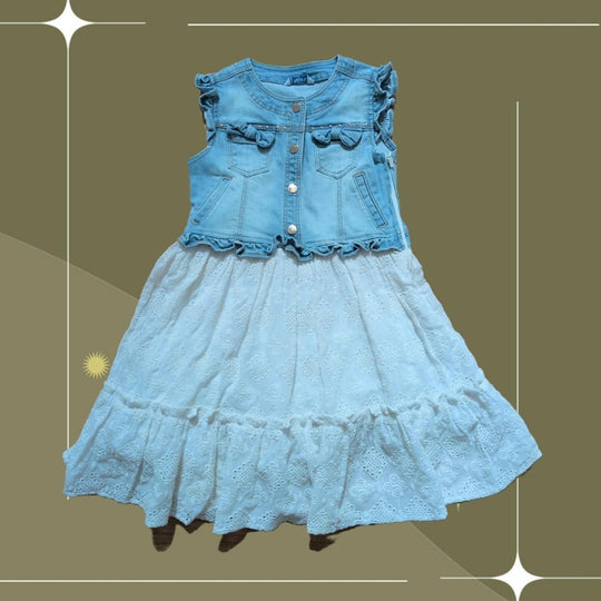 Mayoral Eyelet And Denim Dress - Girls 8