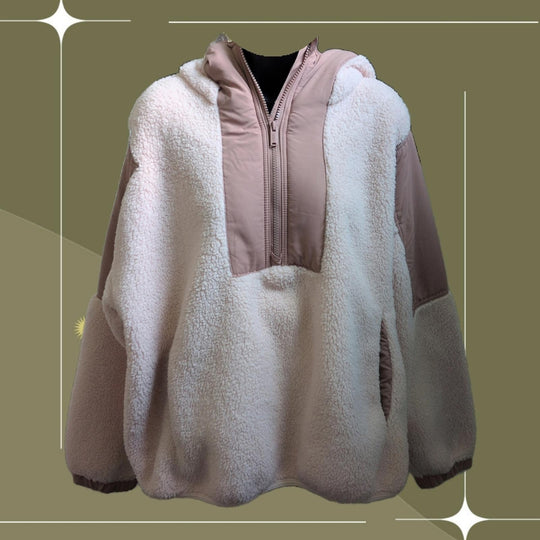 Free People Lead The Pack Fleece Pullover Almond