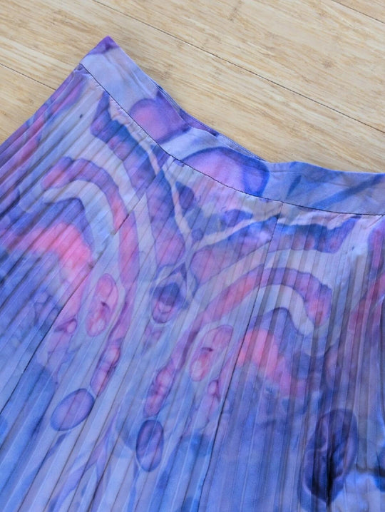 Anthropologie Siddhartha Bansal Marble-dyed Pleated Maxi Skirt Size 8