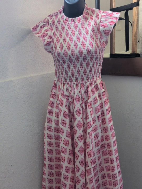 Ivy City Co Kylie Dress In Pink And Red Lattice Floral - XXS