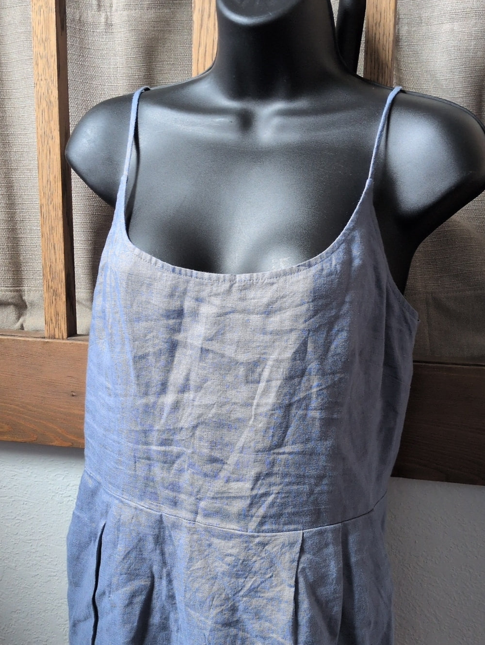 Quince 100% European Linen Scoop Neck Midi Dress In Moonstone Blue - Small