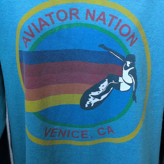 Aviator Nation Teal Venice California Crew Neck