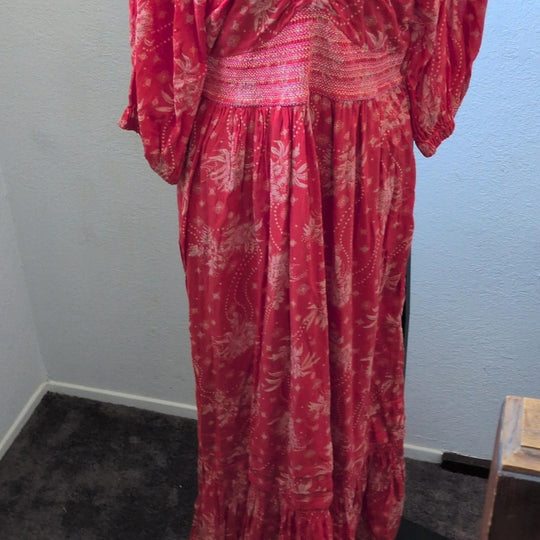 Golden Hour Maxi Dress In Cayenne And Pink - Small