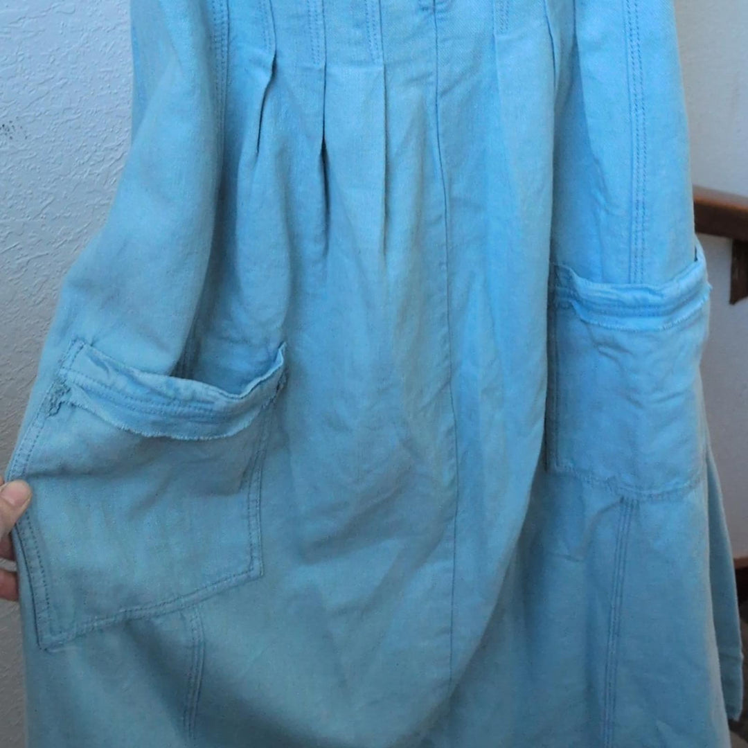 Anthropologie Pilcro Flutter Sleeve Denim Open Back Dress