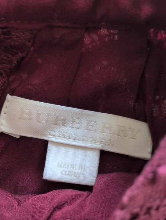 Burberry Lace Burgundy Dress - 6 Mo