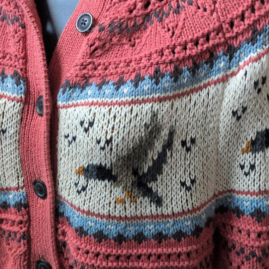 LL Bean Signature Fair Isle Fisherman Sweater In Ducks - Small Petite