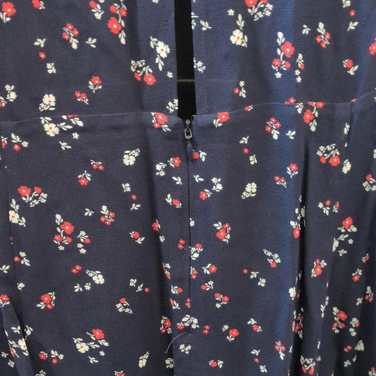 Reformation Luanne Navy Floral Long Sleeve Midi Dress - US 14