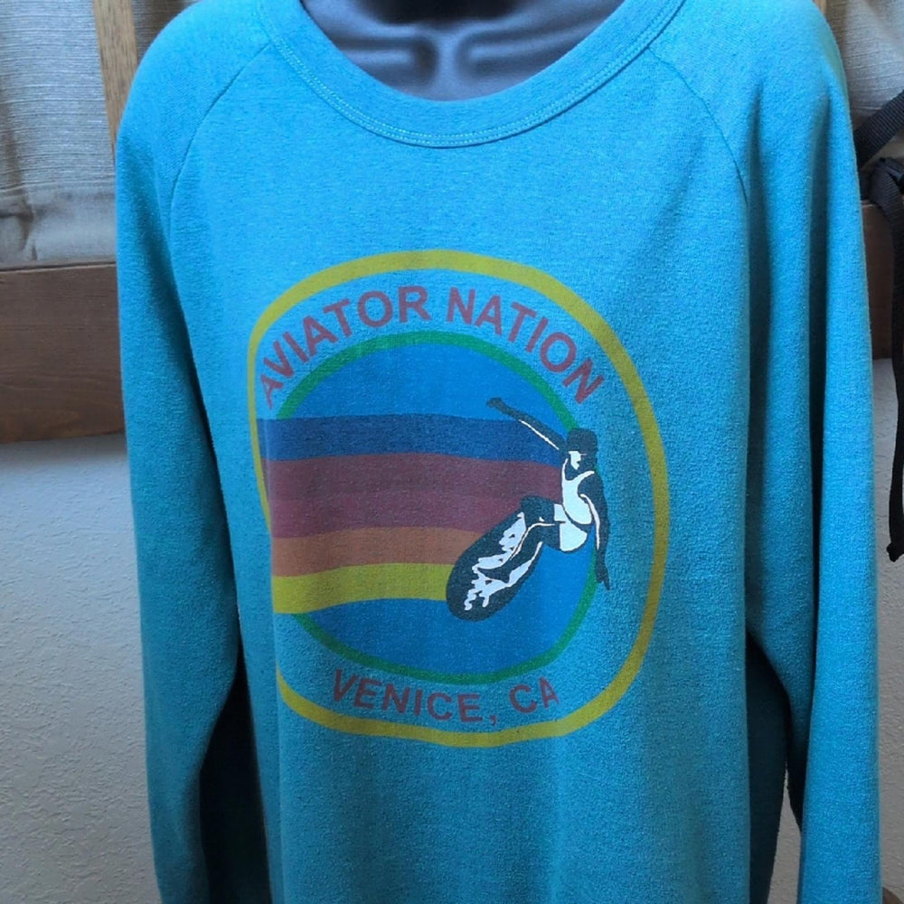 Aviator Nation Teal Venice California Crew Neck