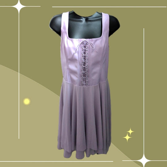 Blackmilk Tie Front Lavender Vegan Leather Mini Dress - US 12