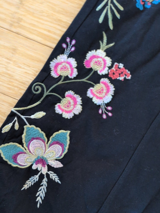 Johnny Was Drawstring Embroidery Wide Leg Pant Size XL