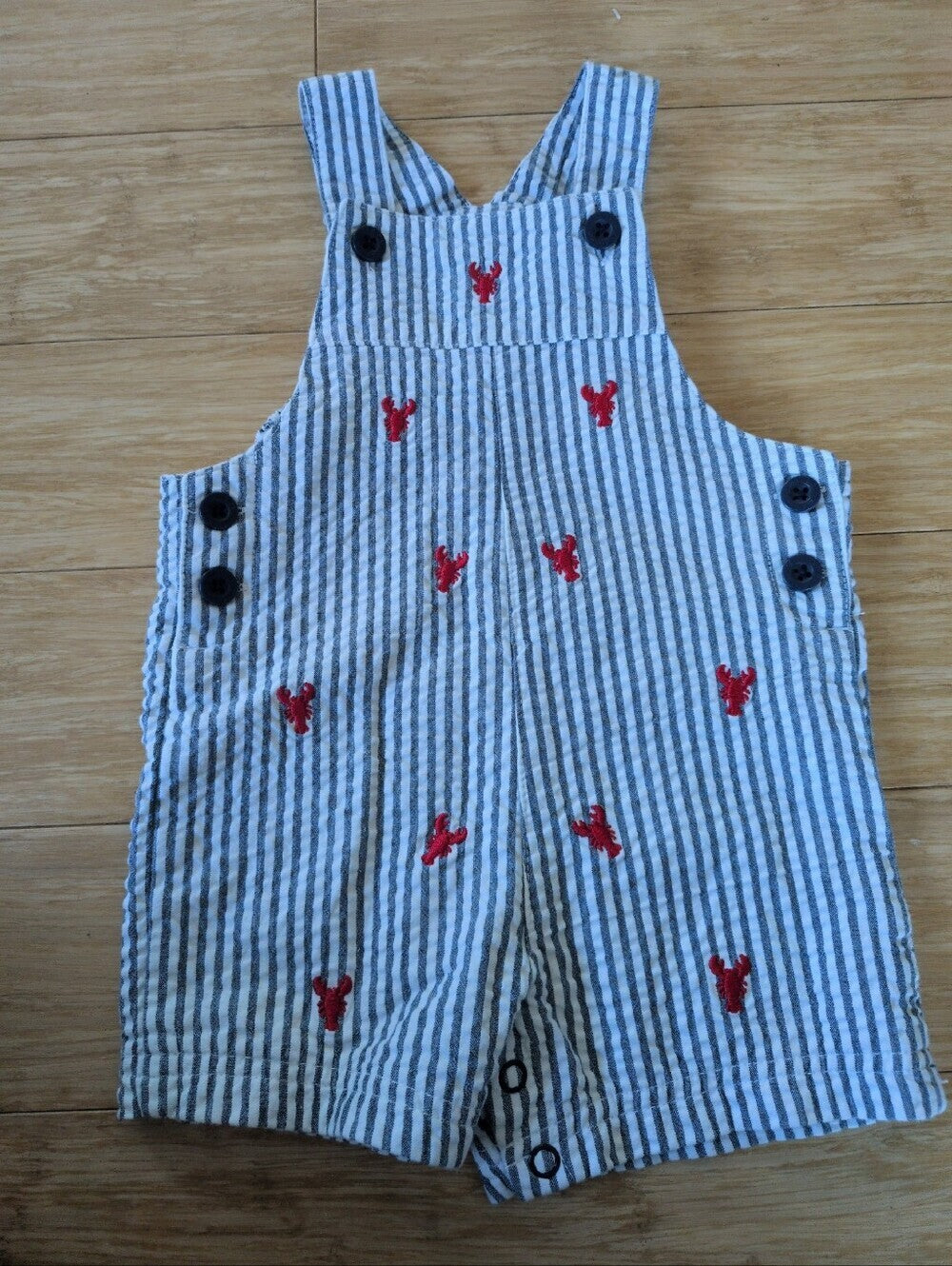 Little Me Striped Lobster Overalls 6m