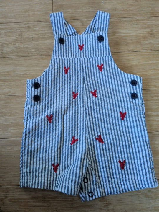 Little Me Striped Lobster Overalls 6m